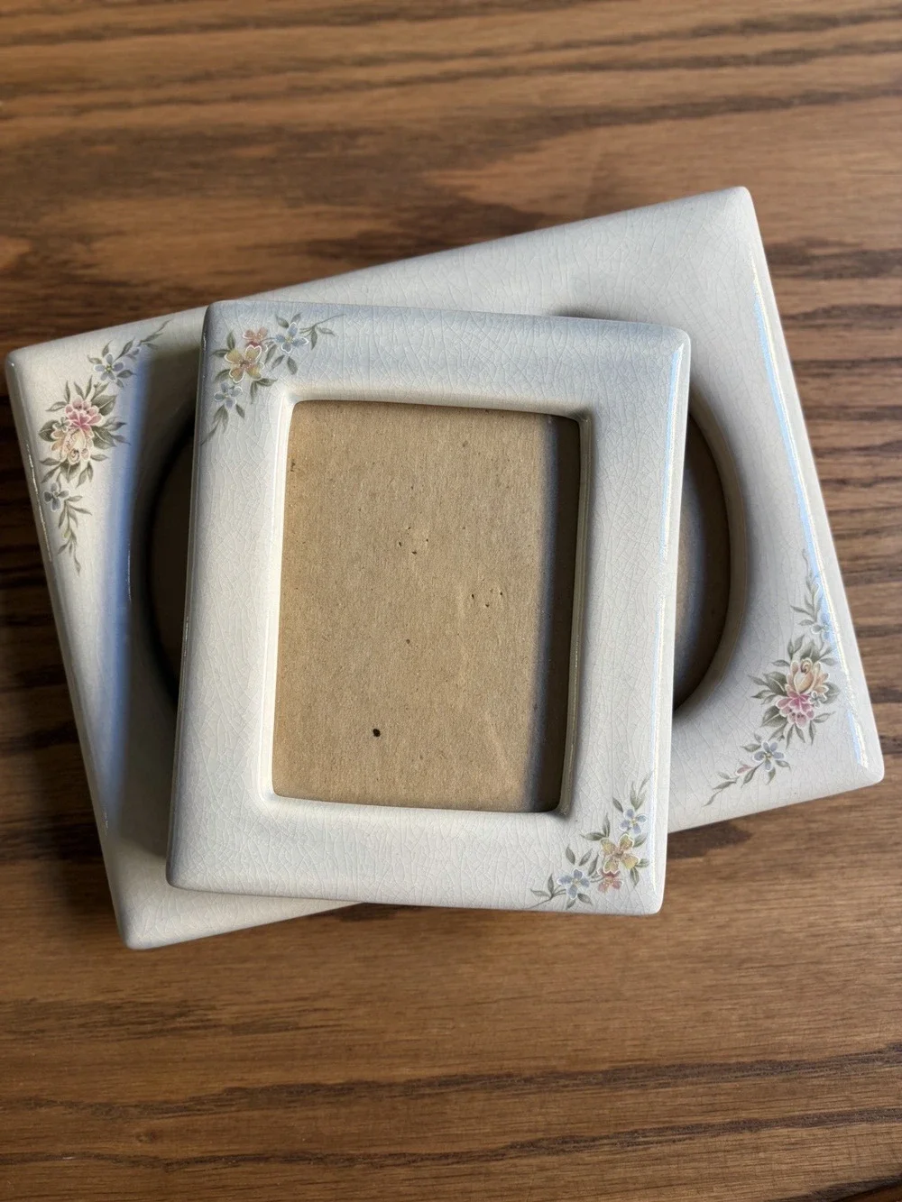 Vintage Picture Frames Floral Ceramic Frame Set of 2 Matching Frames 5x3